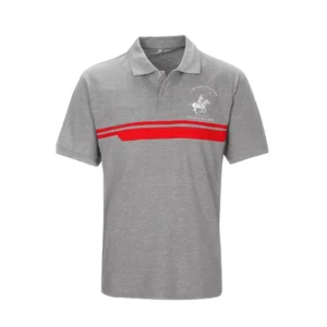 Polo Gris con Franja Roja