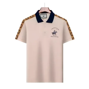Polo Beige Crema con Cuello negro y Detalles en Mangas